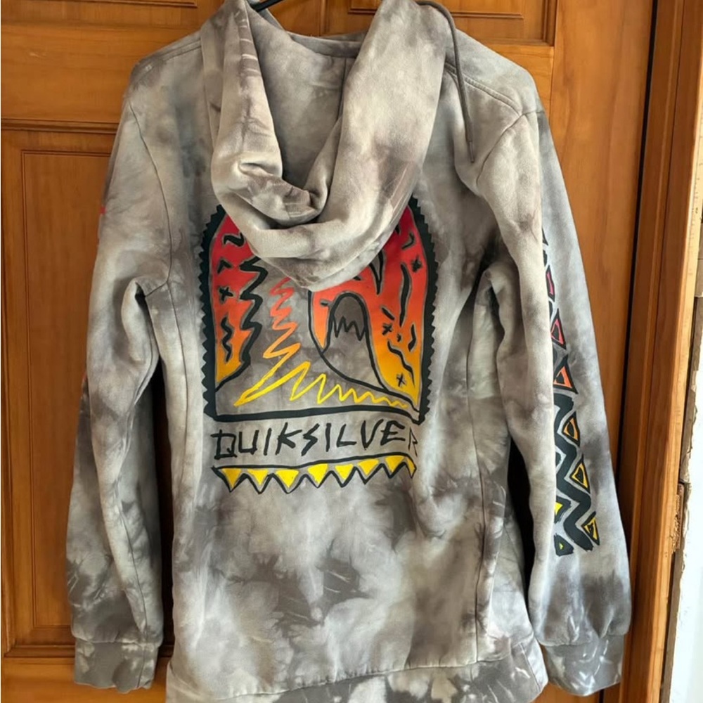 Quiksilver Tie-Dye Hoodie Sweatshirt Streetwear Graphic Print Men's M